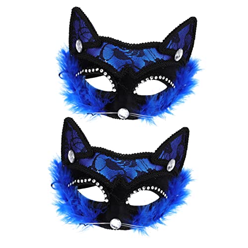 CALLARON 2St katze gesichtsmaske halloween maske halloween-maske Spitzen-Augenmasken Augenmaske für Frauen Halloweenkostüm schwarze Augenmaske Spitzenauge Requisiten Spitzenmasken Plüsch von CALLARON