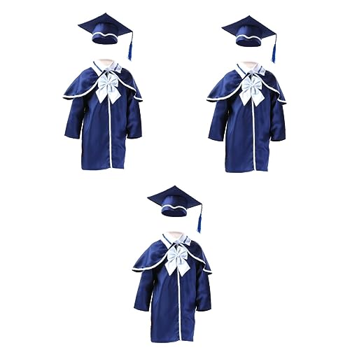 CALLARON 3st Abschlussmütze Und Kittel Kindergarten Meister Und Kleid Abschlusskappe Und -kleid Kinder Und Kleid Abschlusskleid Und Mütze Blaue Mütze Und Kleid Gold Tanzkostüm Baby Junge von CALLARON