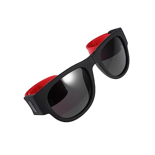 CALLARON Stylische Faltbare Partybrille Für Erwachsene Rot Mit Brillenetui Und Mikrofasertuch Coole Und Retro Verkleidungsaccessoires Für Fotos Und Feiern von CALLARON