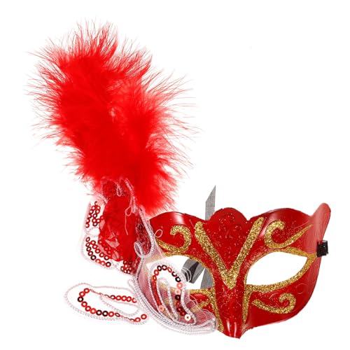 CALLARON Venezianische Partymaske Halbe Venezianische Federmaske Glitzernde Damenmaske Abschlussball-Party-Zubehör Requisite Für Maskerade Kostüm Cosplay Damen von CALLARON