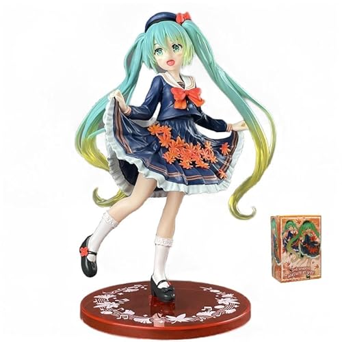 Anime Miku Figur 20cm Geschenkbox, Herbst Ahornblätter Ver. Miku Figur Standing Cute Miku PVC Sammlerstück Spielzeug Puppe für Fans von CALLOVE