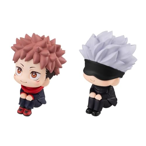 CALLOVE Anime Jujutsu Kaisen Figur Q Version 9 cm, Gojo Satoru Look Up Figur PVC Spielzeug Geschenke (Gojo & Figur) von CALLOVE