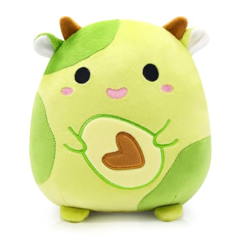 CALLOVE Avocado Kuh Plüschtier Grün, Stofftier Avocado Kuh 18cm, Kuscheltier Avocado Kuh Plush, Lustiges Avocado Kuh Plüsch Puppe Geschenk für Kinder B von CALLOVE