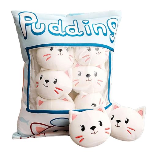 CALLOVE Niedliche Snack-Kissen Kuscheltier Spielzeug Pudding Dekorative abnehmbare Kitty Cat Dolls Kreative Spielzeuggeschenke für Teenager Mädchen Kinder von CALLOVE