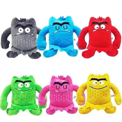 CALLOVE Niedliches Monster Plüsch 15cm, Mein emotionales kleines Monster Cartoon Puppe Die Farbe Rot/Blau Monster weiches Plüschtier für Weihnachten Geburtstag Geschenke (6 Stück) von CALLOVE