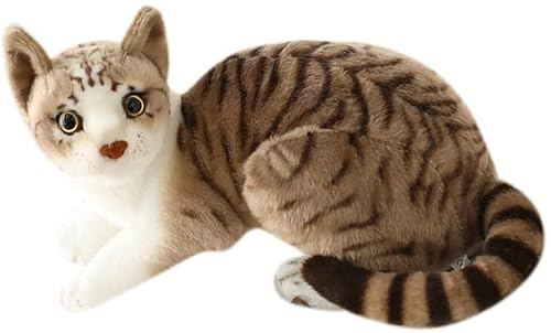 CALLOVE Plush Toys Soft Toys Stofftiere Katze getigertes Stofftier Plüsch Realistisches Leben wie kleine Katzen Niedliches Plüschspielzeug für Kinder Haustier von CALLOVE