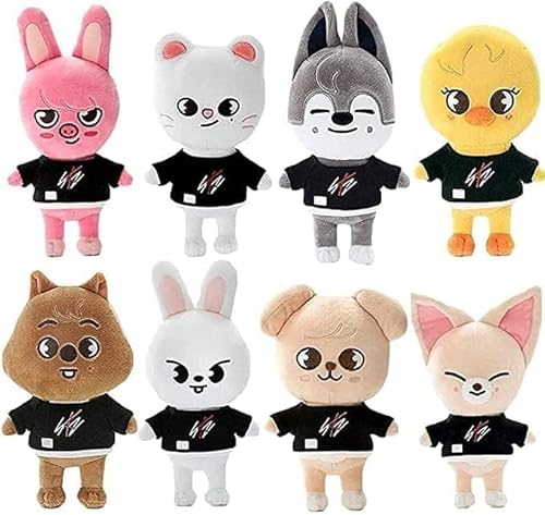 CALLOVE Stray Kids Plüsch 21 cm Skzoo Plüschtier, Cartoon Anime Streunende Kinder Plüsch Skz weiche Stofftiere (8 Stück) von CALLOVE