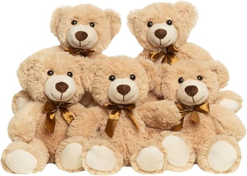 CALLOVE Teddybär Plüschtier Plüschtier Geschenk für Kinder Freundin 13,5 Zoll für Weihnachten Valentinstag Geburtstag Hochzeit Party (Khaki, 5 Stück) von CALLOVE