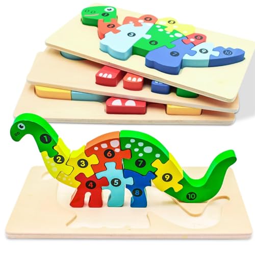 Holzpuzzle für Kleinkinder von 1 2 3 4 Jahren, Montessori Spielzeug für Kinder ab 1-4 Jahren mit 4 Tiermustern, Lernendes Pädagogisches Spielzeug, Geschenk für Jungen und Mädchen - 4er-Pack von CALLOVE