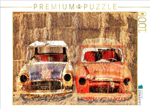 CALVENDO Puzzle 2X Mini Cooper als Rostlaube vor Hintergrund 1000 Teile Puzzle quer | 1000 Teile Lege-Größe 64 x 48 cm Foto-Puzzle für glückliche Stunden von CALVENDO