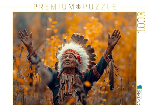 CALVENDO Puzzle Bitte an die Götter - Indianischer Häuptling | 1000 Teile Lege-Größe 64 x 48 cm Foto-Puzzle für glückliche Stunden von CALVENDO