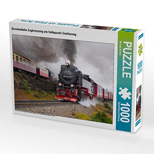 CALVENDO Puzzle Brockenbahn Zugkreuzung am Haltepunkt Goetheweg 1000 Teile Lege-Größe 64 x 48 cm Foto-Puzzle Bild von Michael Bromm von CALVENDO