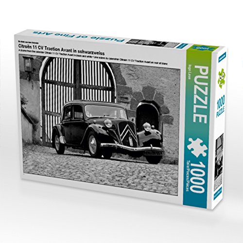 CALVENDO Puzzle EIN Motiv aus dem Kalender Citroën 11 CV Traction Avant in schwarzweiss 1000 Teile Puzzle quer | 1000 Teile Lege-Größe 64 x 48 cm Foto-Puzzle für glückliche Stunden von CALVENDO