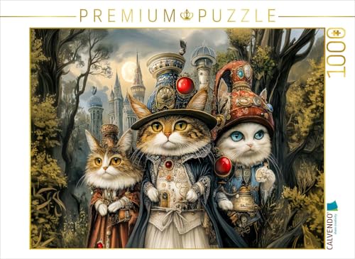 CALVENDO Puzzle DREI Katzen in der Steampunkwelt | 1000 Teile Lege-Größe 64 x 48 cm Foto-Puzzle für glückliche Stunden von CALVENDO