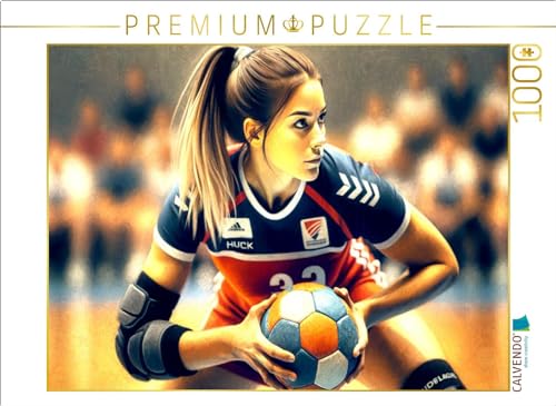 CALVENDO Puzzle Damen Handball: Fokussierte Intensität | 1000 Teile Lege-Größe 64 x 48 cm Foto-Puzzle für glückliche Stunden von CALVENDO