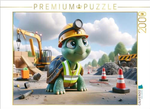 CALVENDO Puzzle Die gewissenhafte Schildkröte als Sicherheitsbeauftragte: Wachsames Auge auf der Baustelle | 2000 Teile Lege-Größe 90 x 67 cm Foto-Puzzle für glückliche Stunden von CALVENDO