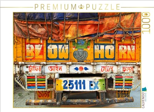 CALVENDO Puzzle EIN Motiv aus dem Kalender Indien Farbenfrohe LKW | 1000 Teile Lege-Größe 64 x 48 cm Foto-Puzzle für glückliche Stunden von CALVENDO