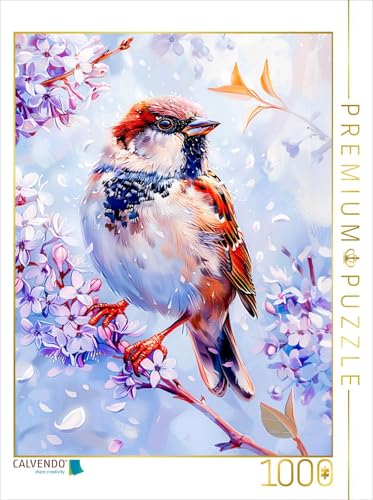 CALVENDO Puzzle Einheimischer Singvogel Haussperling Malerei | 1000 Teile Lege-Größe 48 x 64 cm Foto-Puzzle für glückliche Stunden von CALVENDO