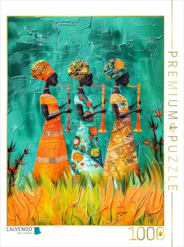 CALVENDO Puzzle Farbenfrohe afrikanische Damen Spielen Musik | 1000 Teile Lege-Größe 48 x 64 cm Foto-Puzzle für glückliche Stunden von CALVENDO