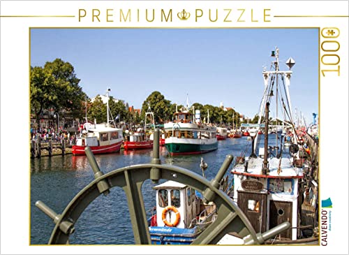 CALVENDO Puzzle Fischkutter und Fahrgastschiffe am Warnemünder Alten Strom 1000 Teile Puzzle quer | 1000 Teile Lege-Größe 64 x 48 cm Foto-Puzzle für glückliche Stunden von CALVENDO