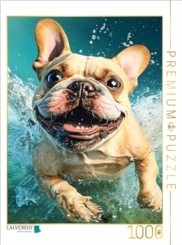 CALVENDO Puzzle Französische Bulldogge im Wasser | 1000 Teile Lege-Größe 48 x 64 cm Foto-Puzzle für glückliche Stunden von CALVENDO