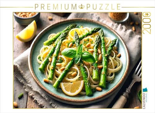 CALVENDO Puzzle Frische Pasta mit grünem Spargel | 2000 Teile Lege-Größe 90 x 67 cm Foto-Puzzle für glückliche Stunden von CALVENDO