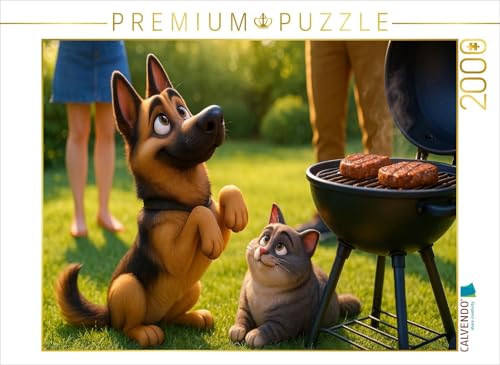 CALVENDO Puzzle Gibt es was für Uns? - Schäferhund und Katze betteln am Grill | 2000 Teile Lege-Größe 90 x 67 cm Foto-Puzzle für glückliche Stunden CALVENDO Puzzle Gibt es was für Uns? - Schäferhund und Katze betteln am Grill | 2000 Teile Lege-Größe 90 x 67 cm Foto-Puzzle für glückliche Stunden von CALVENDO