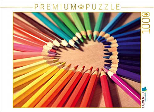 CALVENDO Puzzle Herz Buntstifte 1000 Teile Puzzle quer | 1000 Teile Lege-Größe 64 x 48 cm Foto-Puzzle für glückliche Stunden von CALVENDO