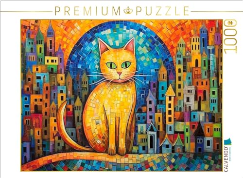 CALVENDO Puzzle Katze Im Stil von Friedensreich Hundertwasser | 1000 Teile Lege-Größe 64 x 48 cm Foto-Puzzle für glückliche Stunden von CALVENDO