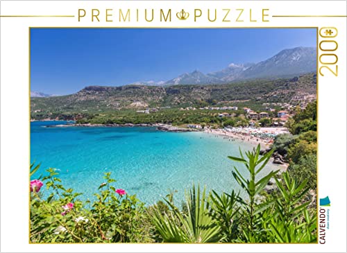 CALVENDO Puzzle Küstenromanze in Stoupa zu Füßen des Taigeto-Gebirges 2000 Teile Puzzle quer | 2000 Teile Lege-Größe 90 x 67 cm Foto-Puzzle für glückliche Stunden von CALVENDO