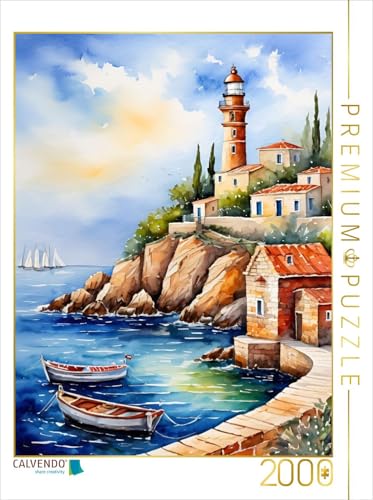 CALVENDO Puzzle Leuchtturm vor dem Hafen | 2000 Teile Lege-Größe 67 x 90 cm Foto-Puzzle für glückliche Stunden von CALVENDO