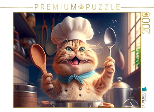 CALVENDO Puzzle Lustige Katze als Koch | 2000 Teile Lege-Größe 90 x 67 cm Foto-Puzzle für glückliche Stunden von CALVENDO