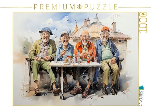 CALVENDO Puzzle Lustige Rentner - Männergespräche | 1000 Teile Lege-Größe 64 x 48 cm Foto-Puzzle für glückliche Stunden von CALVENDO