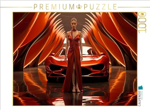 CALVENDO Puzzle Modernes Concept Design Auto in Rot mit junger Frau | 1000 Teile Lege-Größe 64 x 48 cm Foto-Puzzle für glückliche Stunden von CALVENDO