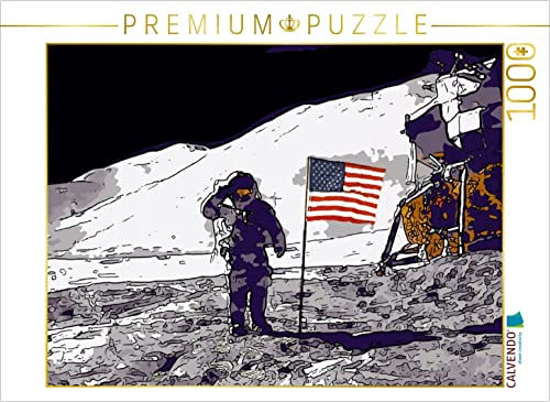 CALVENDO Puzzle Mondlandung im Comic-Stil 1000 Teile Puzzle quer | 1000 Teile Lege-Größe 64 x 48 cm Foto-Puzzle für glückliche Stunden von CALVENDO