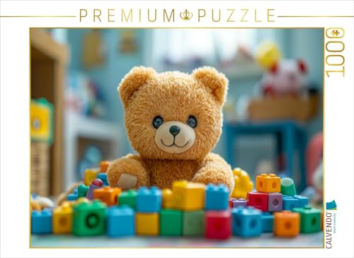 CALVENDO Puzzle Niedlicher Baby Teddybär im Kinderzimmer mit Buntem Spielzeug | 1000 Teile Lege-Größe 64 x 48 cm Foto-Puzzle für glückliche Stunden von CALVENDO