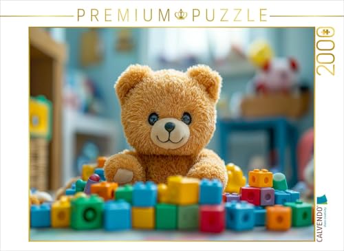 CALVENDO Puzzle Niedlicher Baby Teddybär im Kinderzimmer mit Buntem Spielzeug | 2000 Teile Lege-Größe 90 x 67 cm Foto-Puzzle für glückliche Stunden von CALVENDO