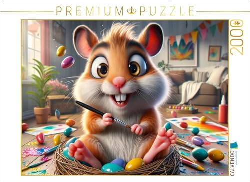 CALVENDO Puzzle Ostereierspaß mit dem Künstler-Hamster | 1000 Teile Lege-Größe 64 x 48 cm Foto-Puzzle für glückliche Stunden von CALVENDO
