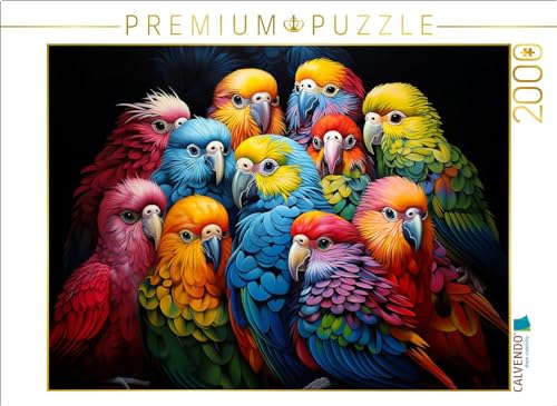 CALVENDO Puzzle Papageien - Illustration vieler Tiere auf einem Bild | 2000 Teile Lege-Größe 90 x 67 cm Foto-Puzzle für glückliche Stunden von CALVENDO