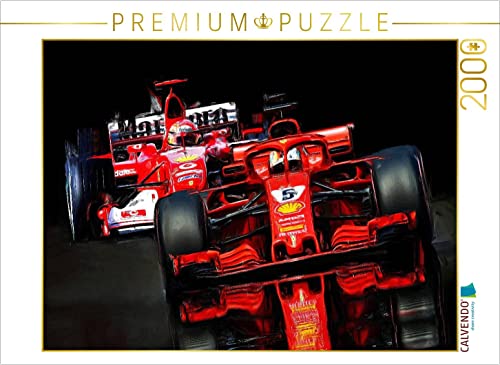 CALVENDO Puzzle Sebastian Vettel in roten Italiener Anno 2018, Michael Schumacher im 2005er Monoposto. 2000 Teile Lege-Größe 90 x 67 cm Foto-Puzzle Bild von DeVerviers von CALVENDO