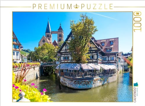 CALVENDO Puzzle Stadtkirche St. Dionys mit dem Roßneckarkanal | 1000 Teile Lege-Größe 64 x 48 cm Foto-Puzzle für glückliche Stunden von CALVENDO