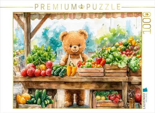 CALVENDO Puzzle Teddy verkauft Obst auf dem Wochenmarkt | 1000 Teile Lege-Größe 64 x 48 cm Foto-Puzzle für glückliche Stunden von CALVENDO