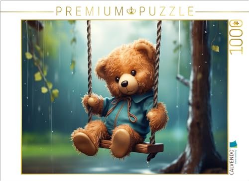 CALVENDO Puzzle Teddybär auf der Schaukel | 1000 Teile Lege-Größe 64 x 48 cm Foto-Puzzle für glückliche Stunden von CALVENDO