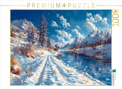 CALVENDO Puzzle Unbegrenzte Stille - Reiter auf Pferd in Winterlandschaft | 1000 Teile Lege-Größe 64 x 48 cm Foto-Puzzle für glückliche Stunden von CALVENDO