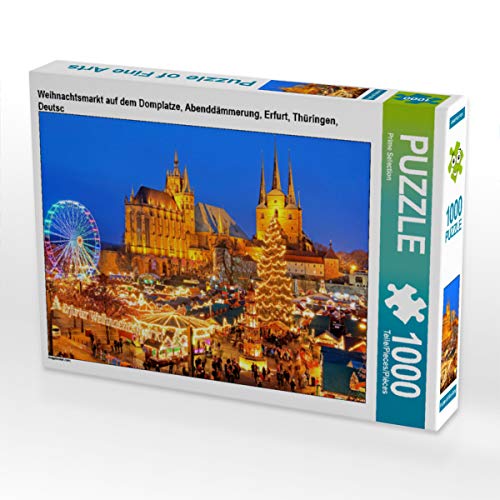 CALVENDO Puzzle Weihnachtsmarkt auf dem Domplatze, Abenddämmerung, Erfurt, Thüringen, Deutsc 1000 Teile Lege-Größe 64 x 48 cm Foto-Puzzle Bild von Prime Selection Kalender von CALVENDO