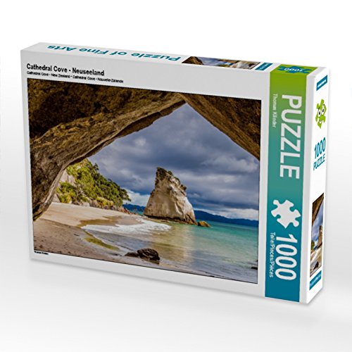 CALVENDO Puzzle Cathedral Cove - Neuseeland 1000 Teile Puzzle quer | 1000 Teile Lege-Größe 64 x 48 cm Foto-Puzzle für glückliche Stunden von CALVENDO