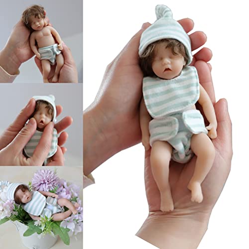 CAMANDY Mini Reborn Baby Puppe 6 Zoll 15cm Vollsilikon Lebensecht Baby mädchen Handgemacht Spielzeug für Neugeborene Babys von CAMANDY