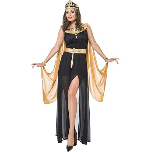 CAMDOM Ägyptische Göttin Kostüm Erwachsene Damen Halloween Kleid Schwarz Gold Königin Kleopatra Kostüm von CAMDOM