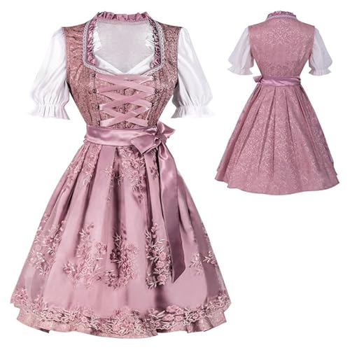 CAMDOM Halloween Karneval Kleid Bayerisches Bier Stickerei Fasching Festival Rosa Jacquard Spitze Kostüm von CAMDOM