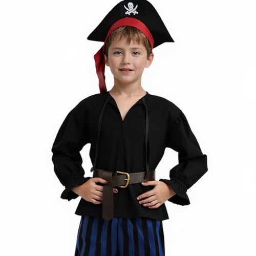 CAMDOM Mittelalterliches Piratenkostüm Hemd für Jungen als Renaissance Langarm Top mit Rüschen für Karneval und Halloween als Kinder Piraten Outfit oder historisches LARP Gewand CAMDOM Mittelalterliches Piratenkostüm Hemd für Jungen als Renaissance Langarm Top mit Rüschen für Karneval und Halloween als Kinder Piraten Outfit oder historisches LARP Gewand von CAMDOM